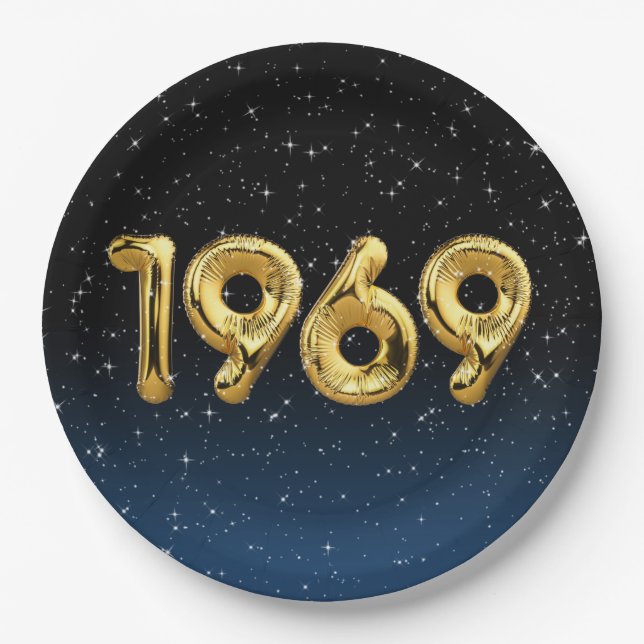 Plato De Papel Globos De Cumpleaños 1969 En Las Estrellas (Anverso)