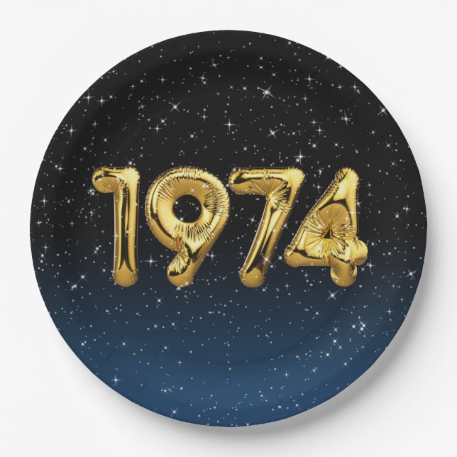 Plato De Papel Globos De Cumpleaños 1974 En Las Estrellas (Anverso)