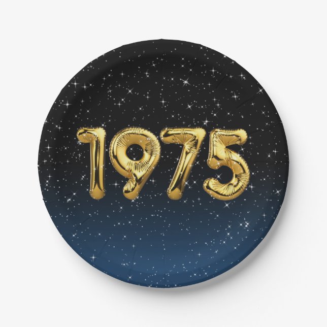 Plato De Papel Globos De Cumpleaños 1975 En Las Estrellas (Anverso)