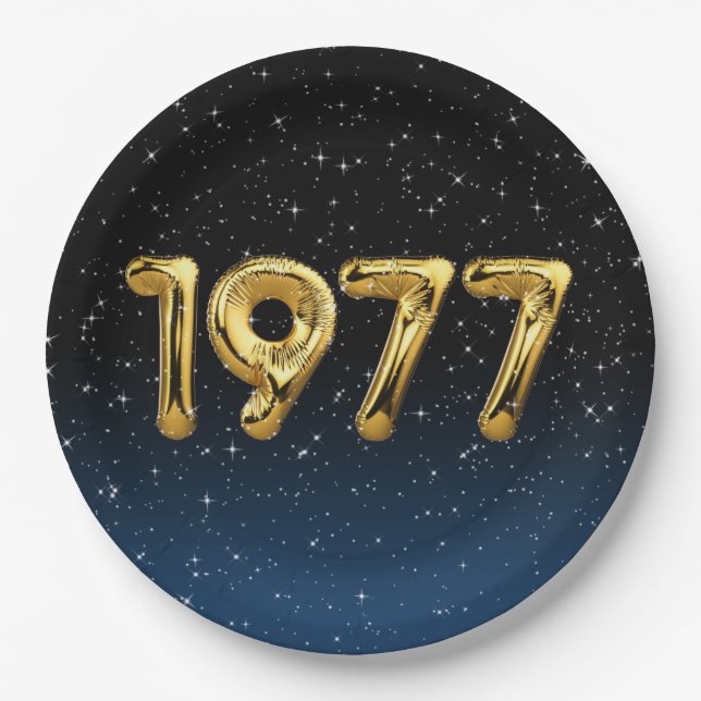 Plato De Papel Globos De Cumpleaños 1977 En Las Estrellas (Anverso)