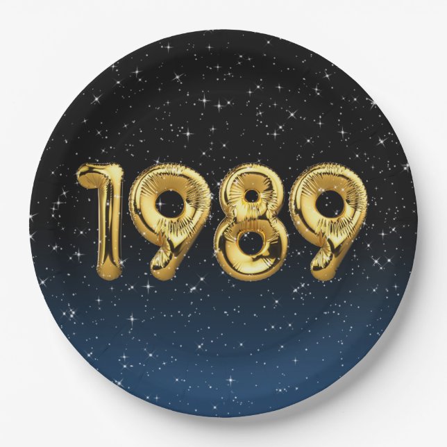 Plato De Papel Globos De Cumpleaños 1989 En Las Estrellas (Anverso)