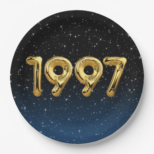 Plato De Papel Globos De Cumpleaños 1997 En Las Estrellas (Anverso)