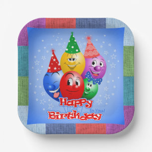 Plato De Papel Globos de cumpleaños alegres