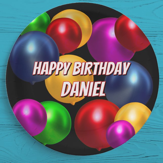 Plato De Papel Globos de cumpleaños divertidos personalizados (Subido por el creador)