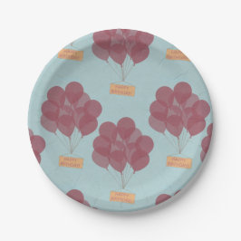 Plato De Papel Globos de cumpleaños felices