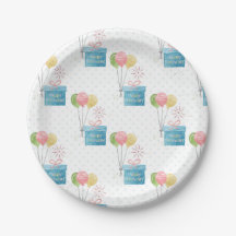 Globos de cumpleaños felices y caja de regalo