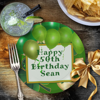 Plato De Papel Globos de cumpleaños irlandeses Fiesta