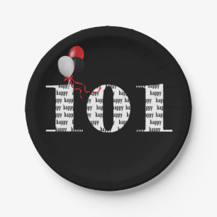 Plato De Papel Globos de fiesta de 101 años