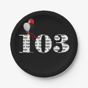 Plato De Papel Globos de fiesta de 103 años