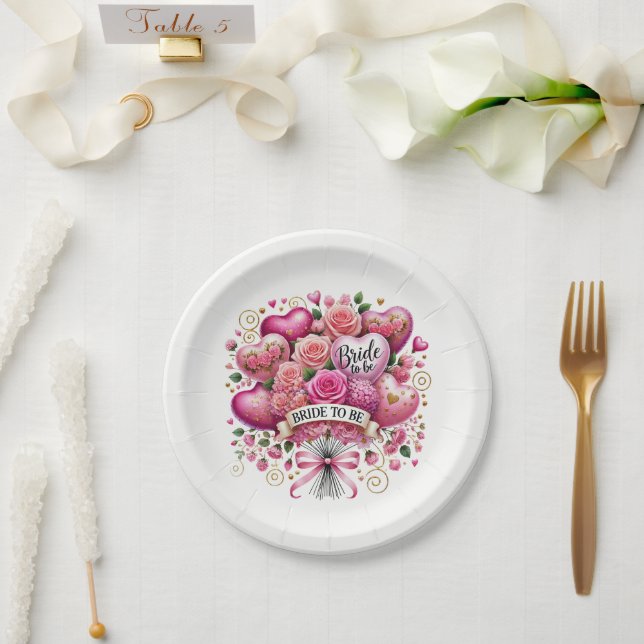 Plato De Papel Globos de flores para ducha de novia lindos (Boda)
