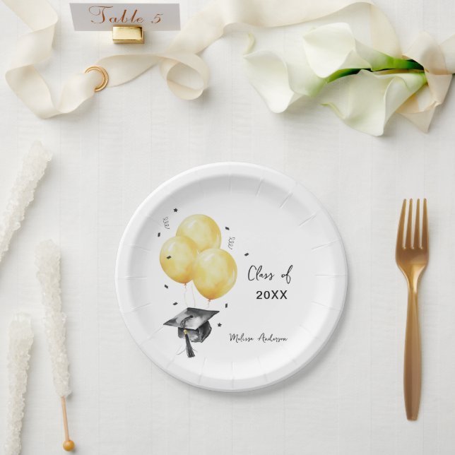 Plato De Papel Globos de Graduación (Boda)