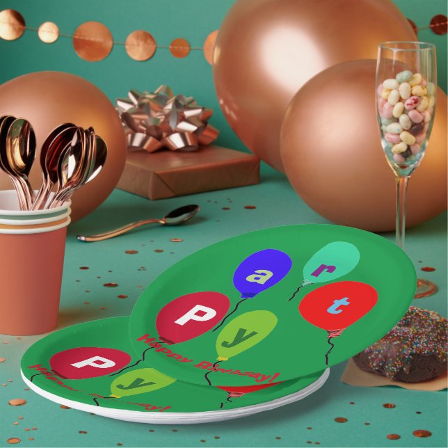 Plato De Papel Globos de la fiesta de cumpleaños (Multi)