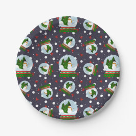 Plato De Papel Globos de Nieve de Muñeco de Nieve