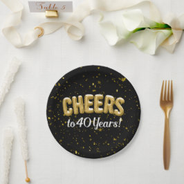 Plato De Papel Globos de oro vitorea a 40 años 40 cumpleaños