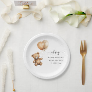 Plato De Papel Globos de osito de peluche baby shower Neutralidad