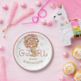 Plato De Papel Globos de oso Bebé Rosa Ducha Bebé