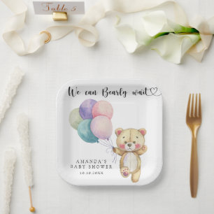 Plato De Papel Globos de oso de peluche - podemos esperar ansiosa