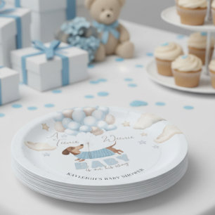 Plato De Papel Globos de perro salchicha azul para Baby Shower de