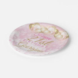 Plato De Papel Globos de Purpurina Girly Pink 21º cumpleaños