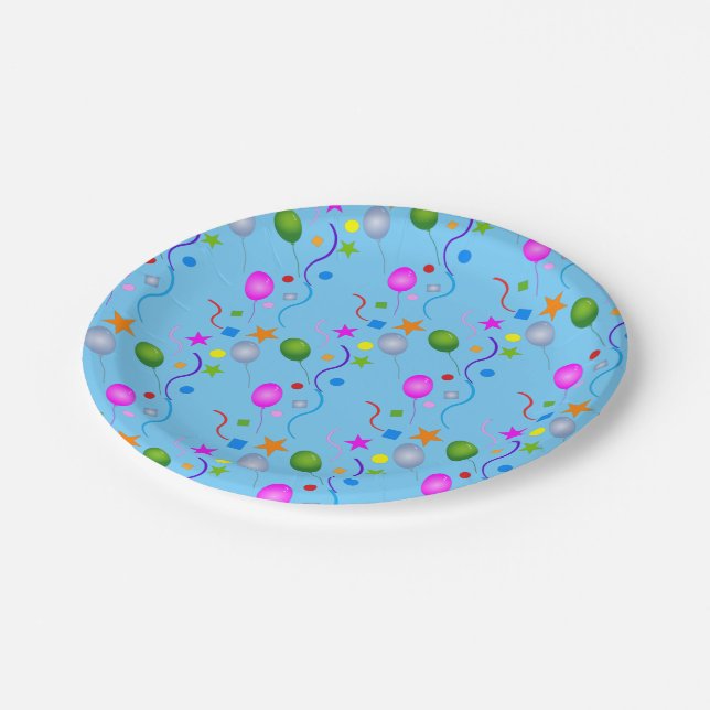 Plato De Papel Globos festivos genéricos y Streamers en BLUE (Angular)