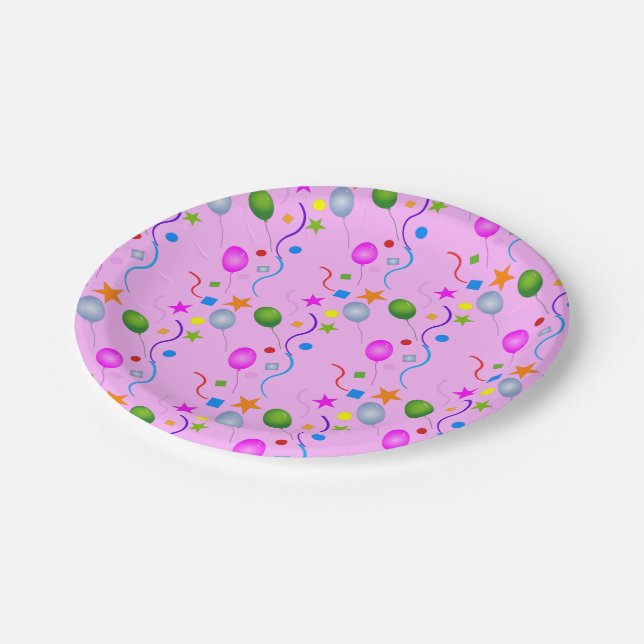 Plato De Papel Globos festivos genéricos y Streamers en PINK (Angular)