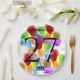 Plato De Papel Globos Personalizados Happy Birday Paper Plate