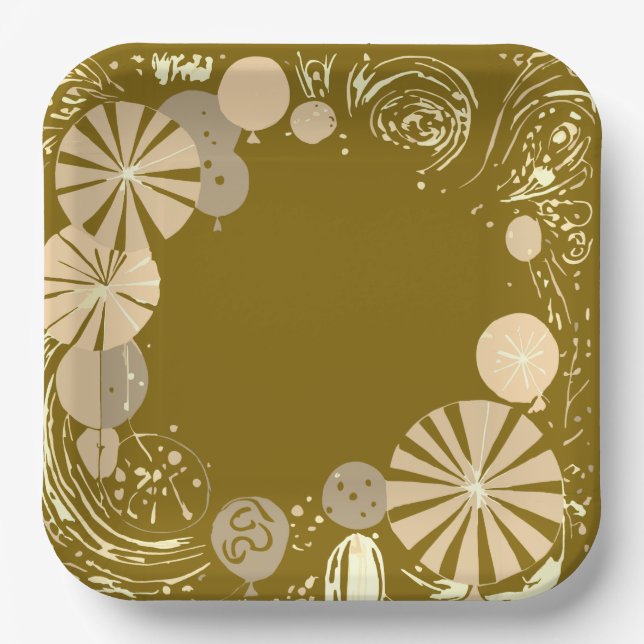 Plato De Papel globos y estrellas (Anverso)