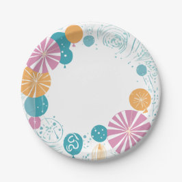 Plato De Papel globos y estrellas