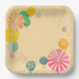 Plato De Papel globos y estrellas