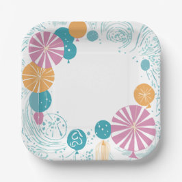 Plato De Papel globos y estrellas