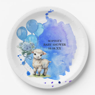 Plato De Papel Glóbulo azul dulce de cordero pequeño