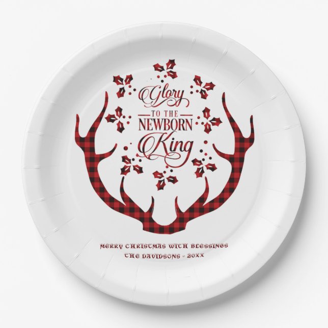 Plato De Papel Gloria A Los Recién Nacidos Navidades De Búfalo Ro (Anverso)
