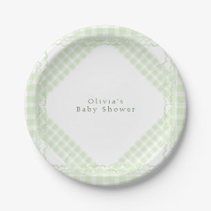 Plato De Papel Glorioso Green Gingham