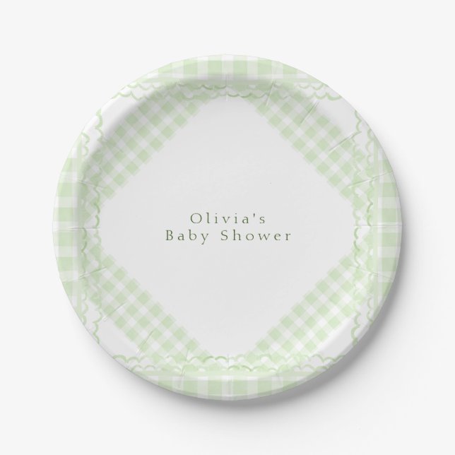 Plato De Papel Glorioso Green Gingham (Anverso)