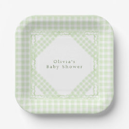 Plato De Papel Glorioso Green Gingham
