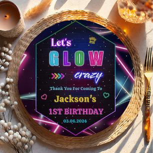 Plato De Papel Glow Neon Lights Gracias Por La Fiesta De Cumpleañ