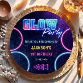 Plato De Papel Glow Neon Lights Gracias Por La Fiesta De Cumpleañ