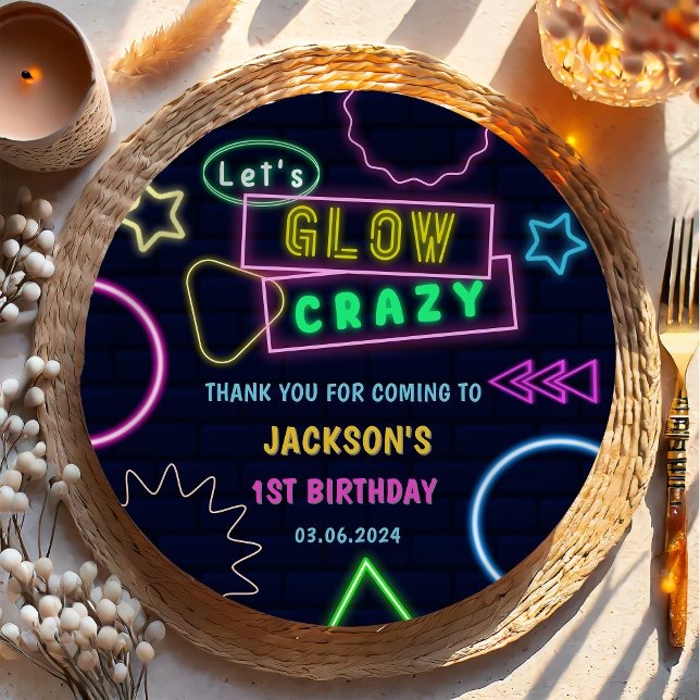 Plato De Papel Glow Neon Lights Gracias Por La Fiesta De Cumpleañ (Subido por el creador)