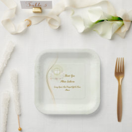 Plato De Papel Glowing angels baptism paper plates 
