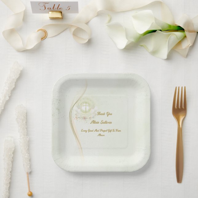 Plato De Papel Glowing angels baptism paper plates  (Boda)