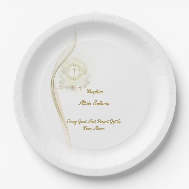Plato De Papel Glowing angels baptism  paper plates  (Anverso)