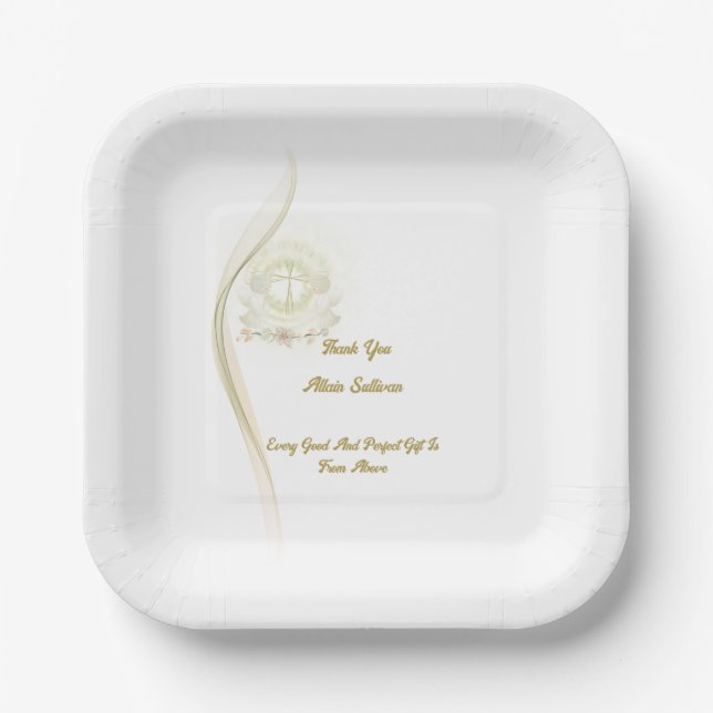 Plato De Papel Glowing angels baptism  paper plates  (Anverso)