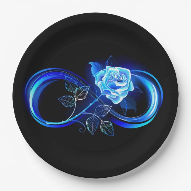 Plato De Papel Glowing infinity with blue rose (Anverso)