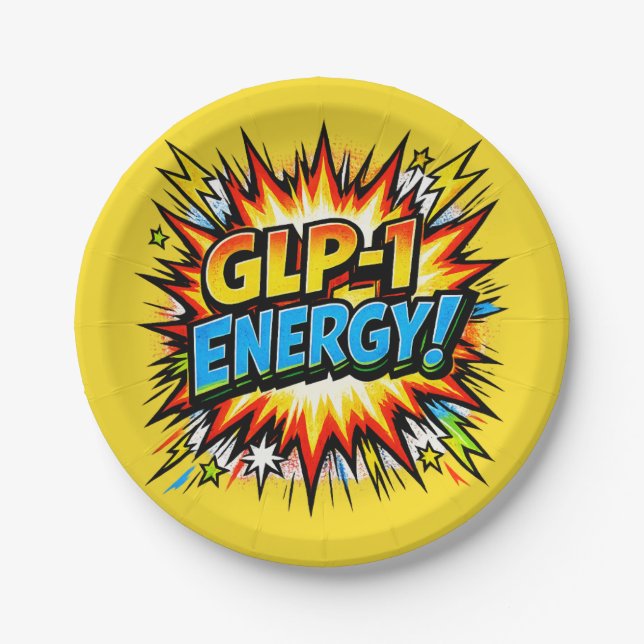 Plato De Papel GLP-1 Energía Cómic Arte Pop (Anverso)
