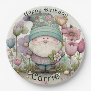 Plato De Papel Gnome Birthday Plates, Personalizado