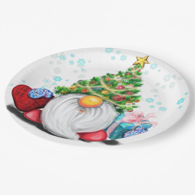 Plato De Papel Gnome con Gorra de árbol de Navidad y regalo para  (Angular)