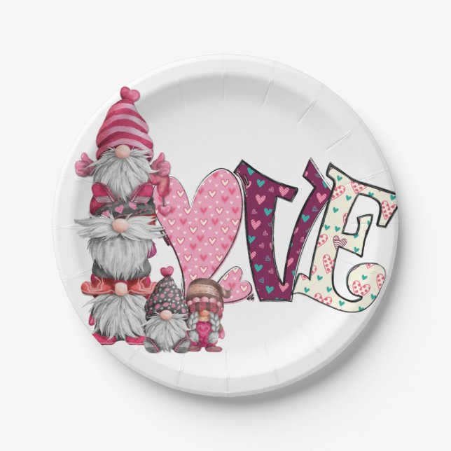 Plato De Papel Gnome de amor, El día de San Valentín (Anverso)