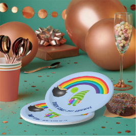 Plato De Papel Gnome de arcoiris Día de los Sta Patrones de Oro