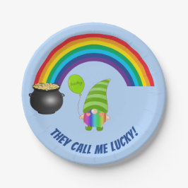 Plato De Papel Gnome de arcoiris Día de los Sta Patrones de Oro