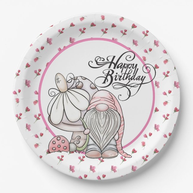 Plato De Papel Gnome de Birday Garden (Anverso)